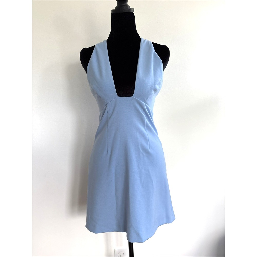 French Connection Whisper Ruth Crossover Neck Dress Placid Blue 71NZV Size 0 NWT